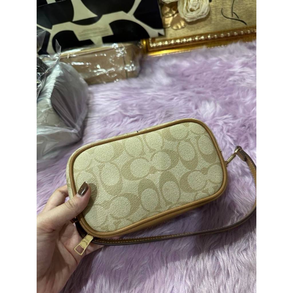 ORIG Preloved CCH Jamie Wristlet In Khaki Saddle Brown Small Bag
