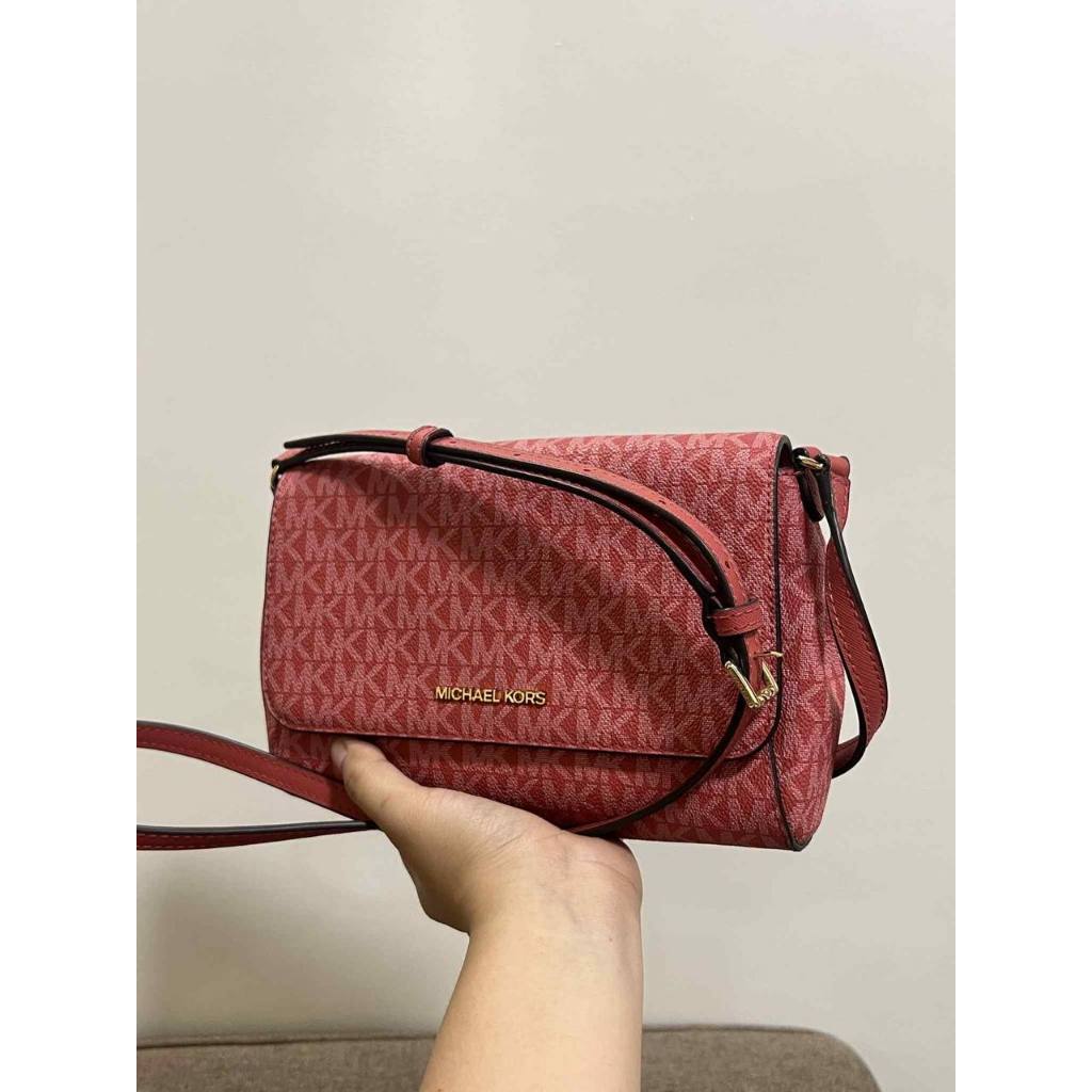ORIG Preloved MK Medium Logo Convertible Crossbody Phone Pink Bag