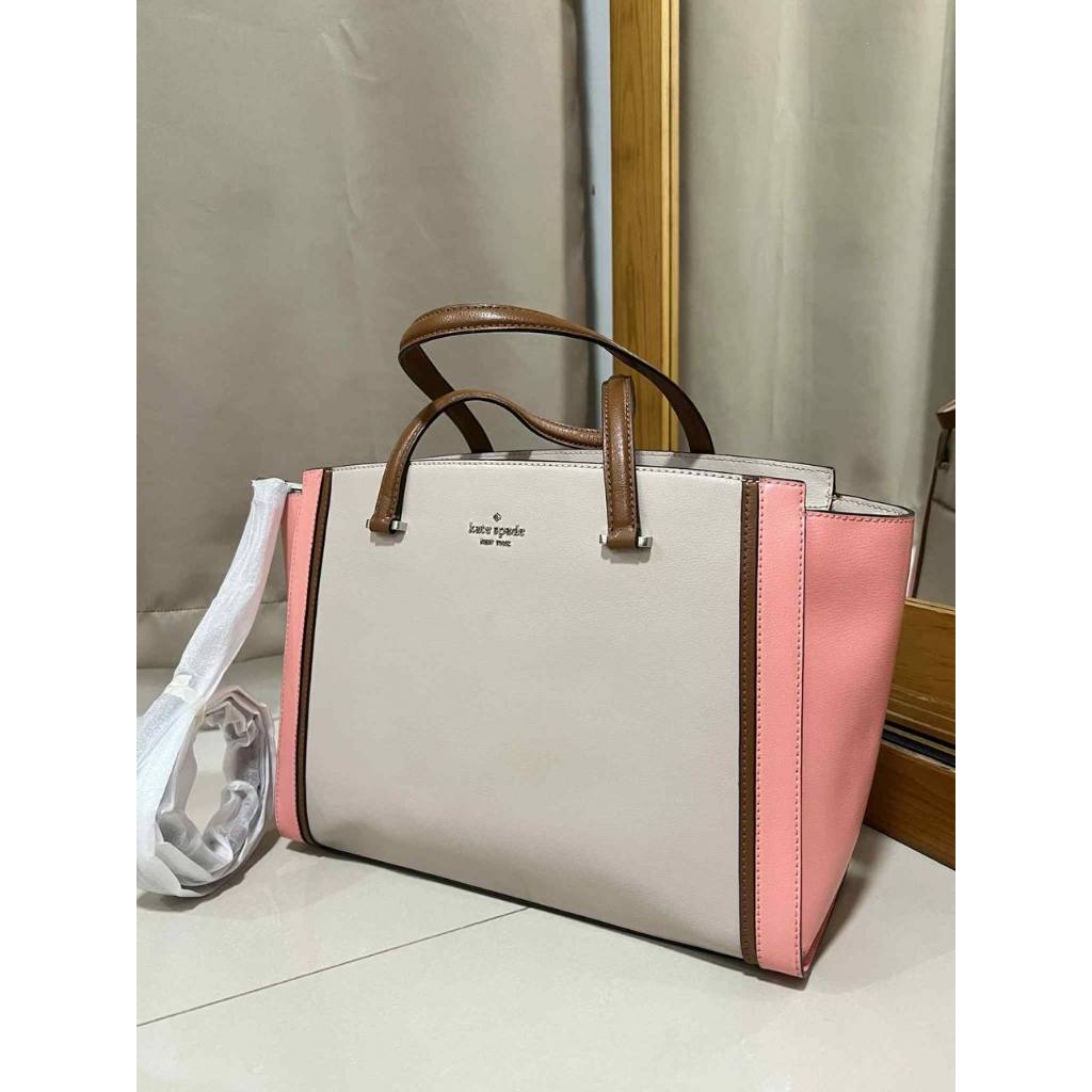 ORIG Preloved KS Patterson Drive Geraldine Warm Beige Pink Large Tote Satchel Bag