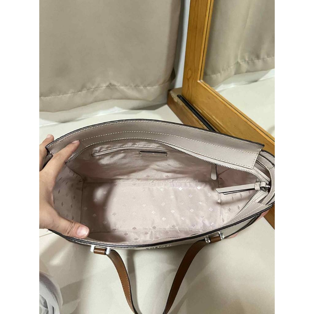 ORIG Preloved KS Patterson Drive Geraldine Warm Beige Pink Large Tote Satchel Bag