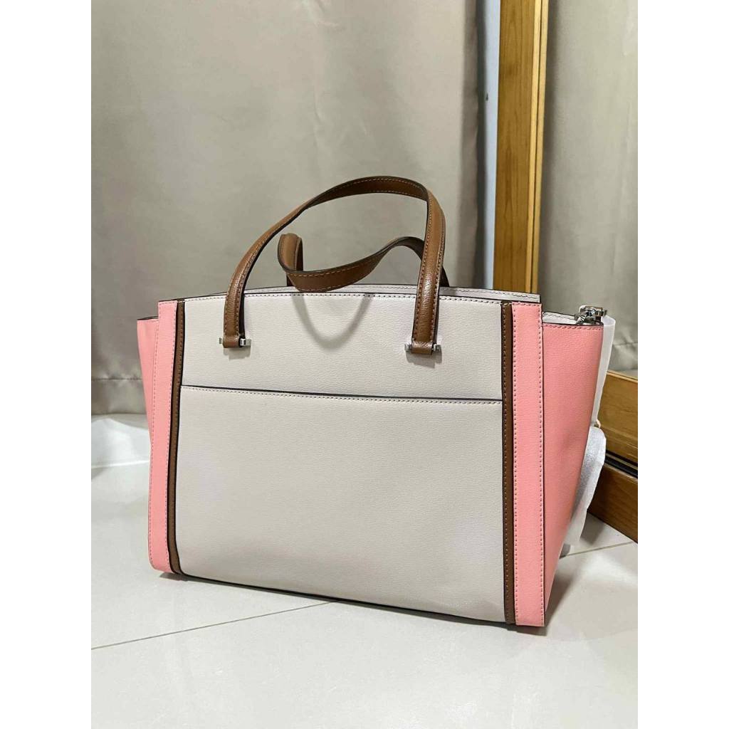 ORIG Preloved KS Patterson Drive Geraldine Warm Beige Pink Large Tote Satchel Bag