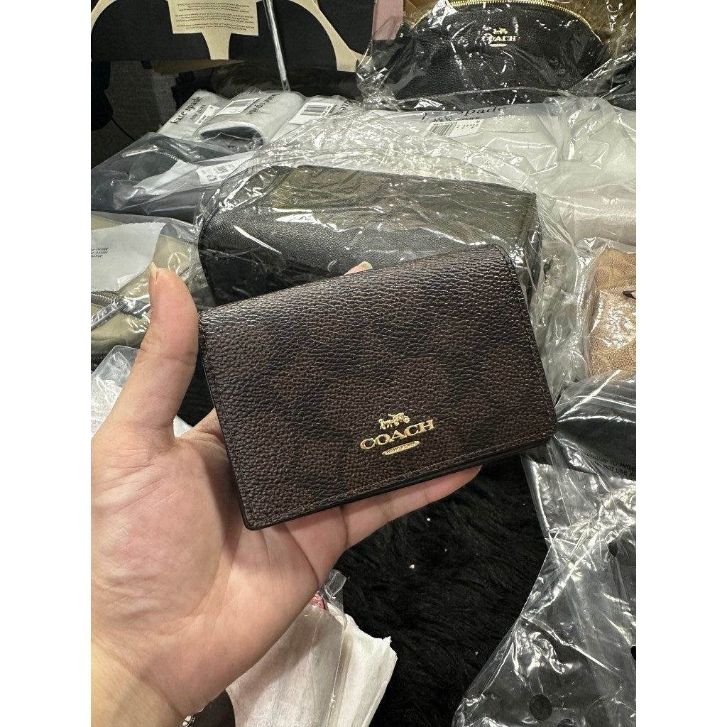 ORIG & IMPORTED CCH Business Card Case Signature Canvas Small Flap Brown Wallet