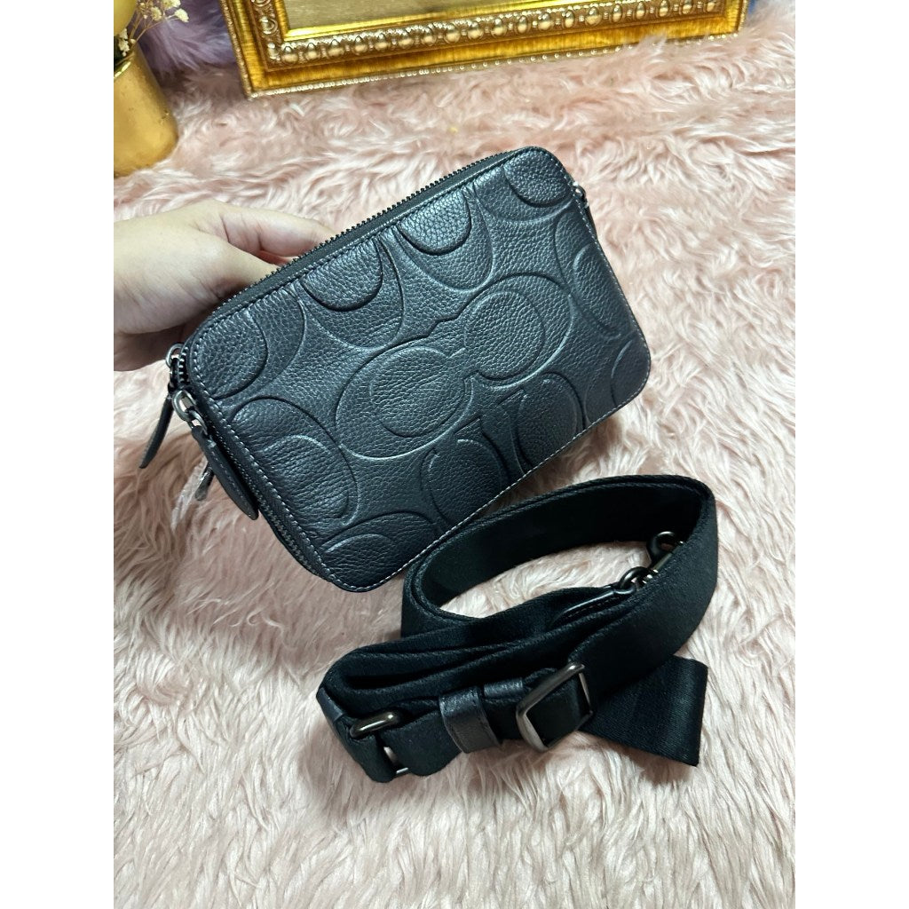 ORIG & IMPORTED CCH Charter Crossbody Small Men Black Bag 19 In Maxi Signature Leather