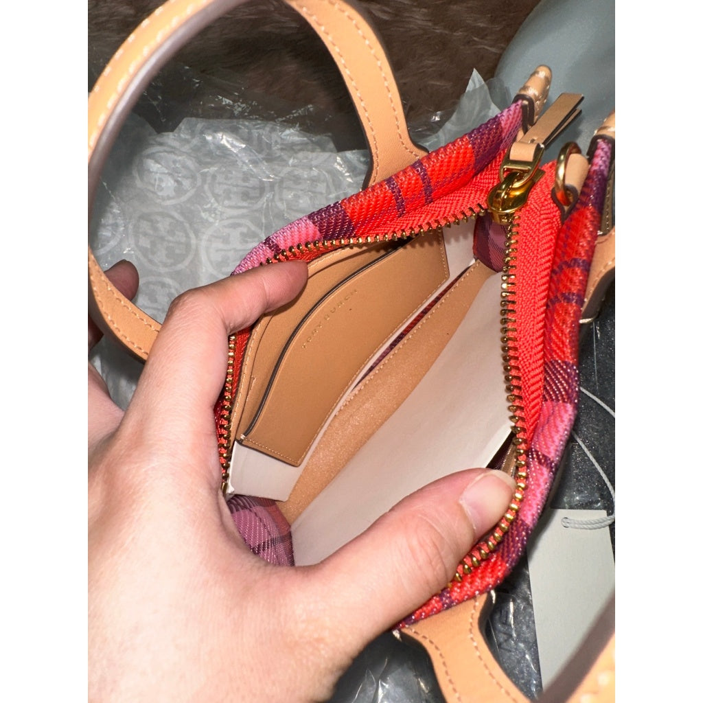 ORIG Preloved TBurch Nylon Mesh Mini Tote Pink Bag
