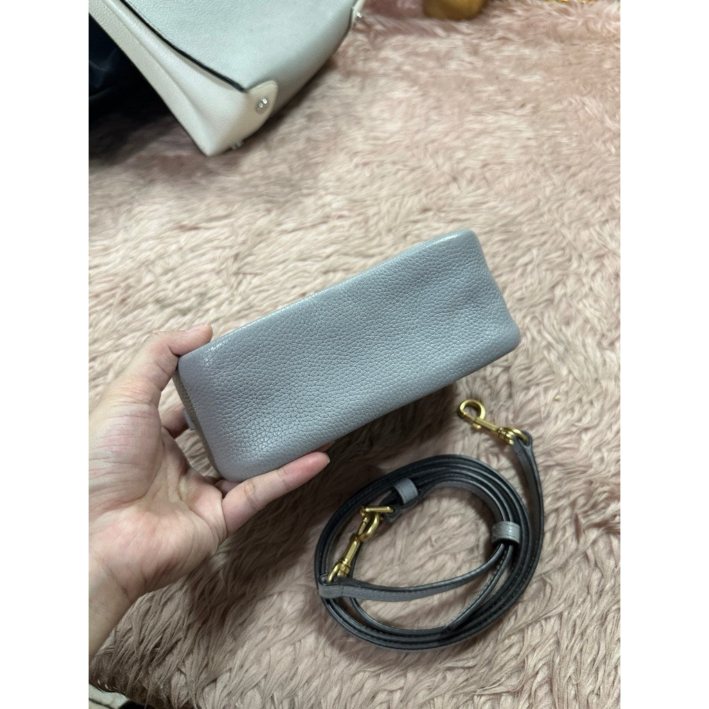 ORIG Preloved Tory Burch Perry Bombe Mini Bag Gray