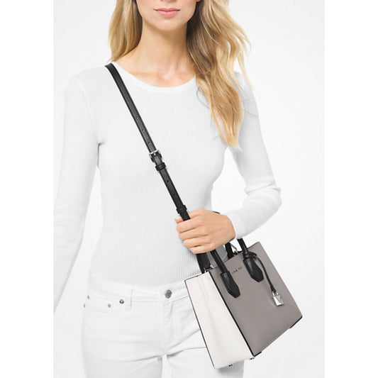 ORIG Preloved MK Mercer Medium ColorBlock Saffiano Leather Crossbody Bag Gray