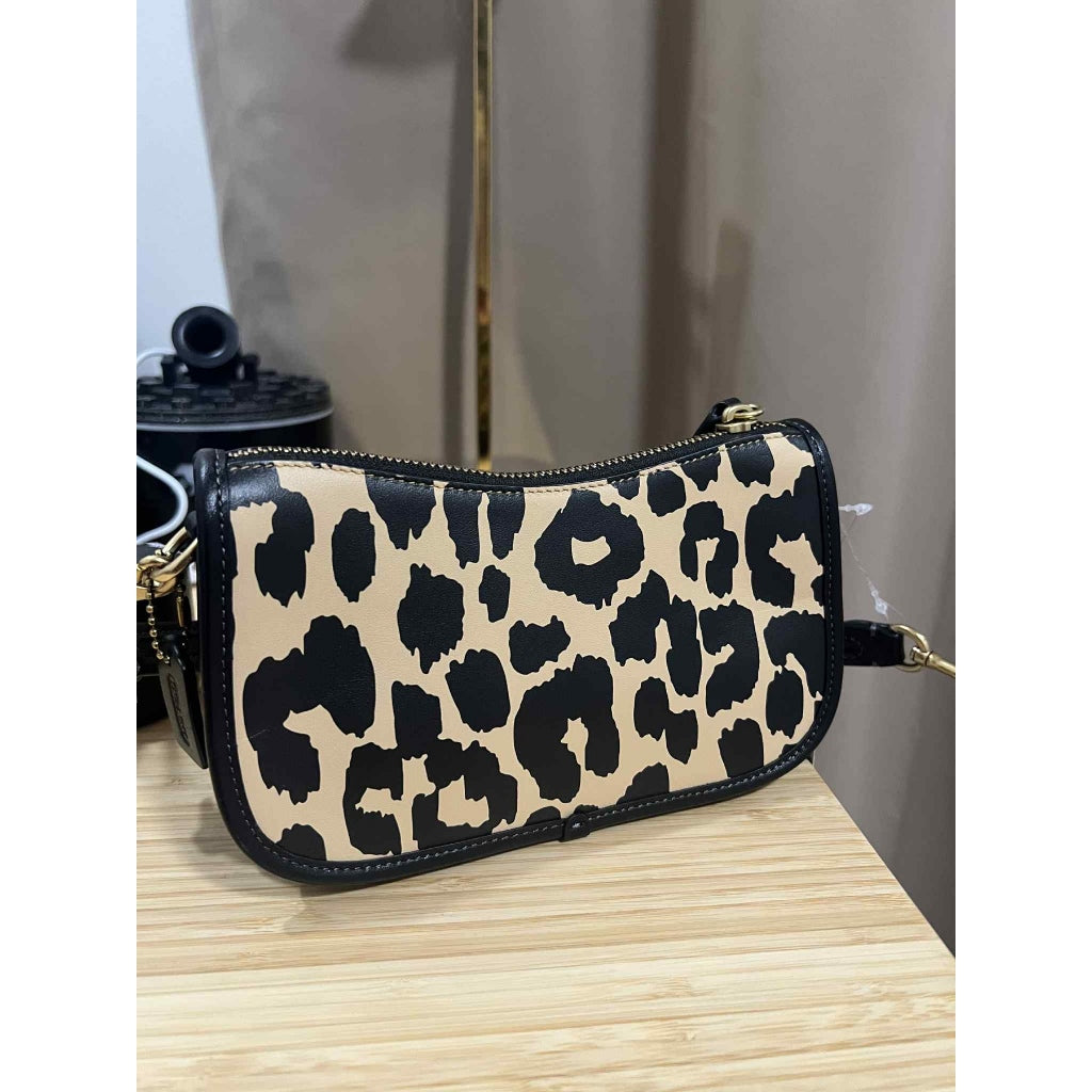 ORIG & IMPORTED CCH Retail Leopard Printed Mini Leather Bag Swinger 20 Black/Beige