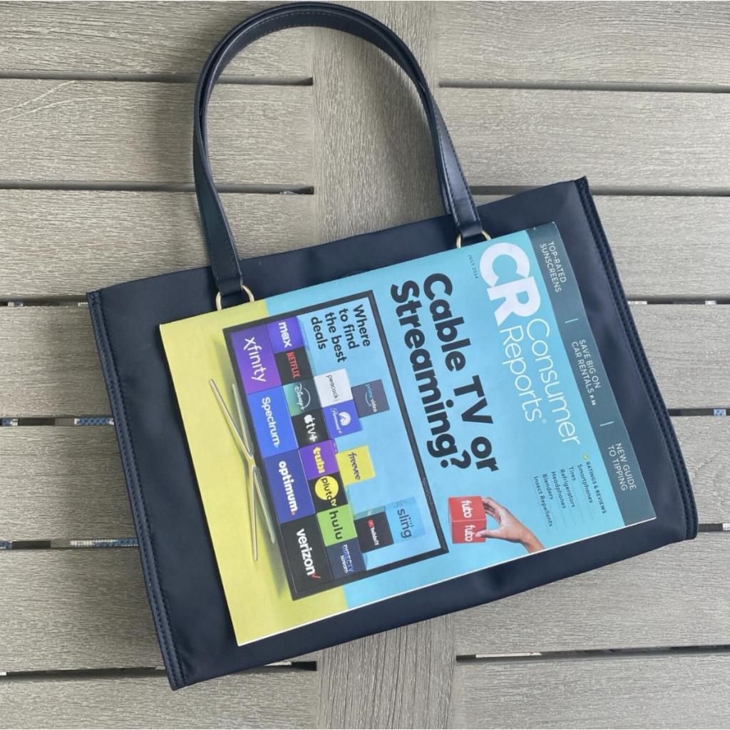 ORIG & IMPORTED TB Ella Medium Nylon Tote Black/Navy Blue Bag