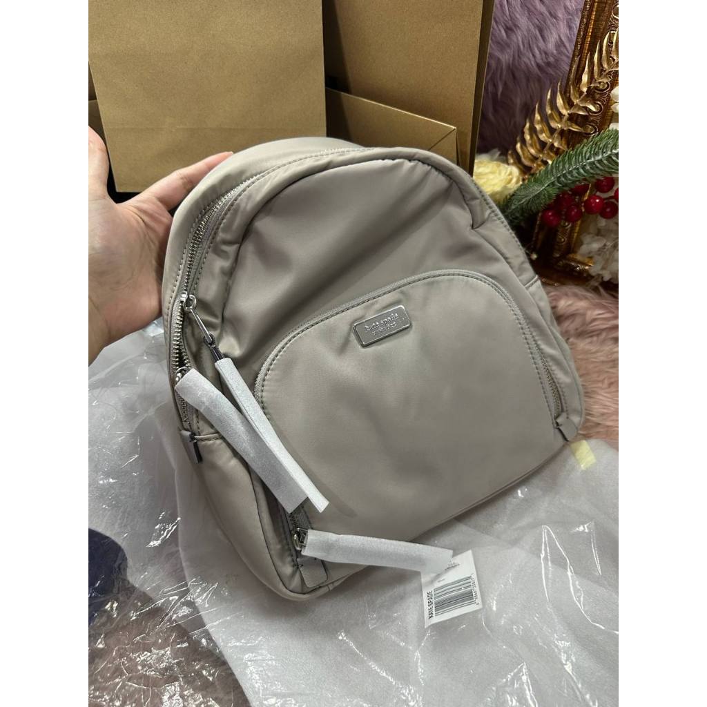 ORIG & IMPORTED KS Dawn Medium Nylon Backpack Soft Taupe Grey Bag