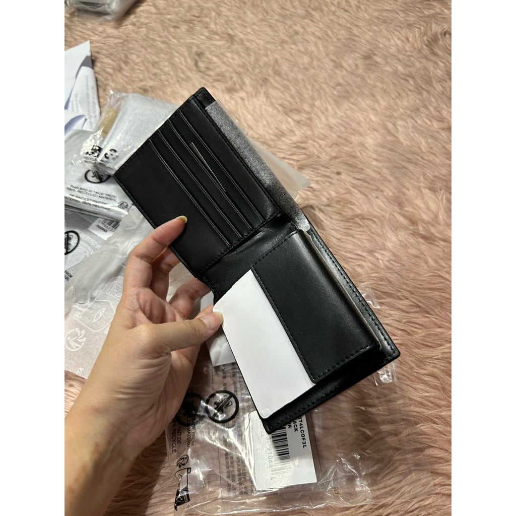 AUTHENTIC/ORIGINAL MK Cooper Pebbled Leather Billfold Black Men Wallet With Coin Pouch