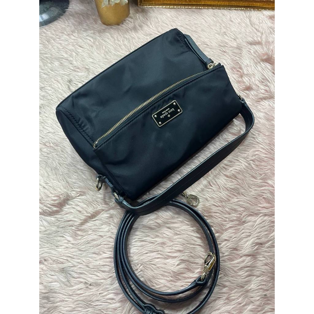 ORIG Preloved KS Blake Avenue Miri Nylon Flap Small Black Bag