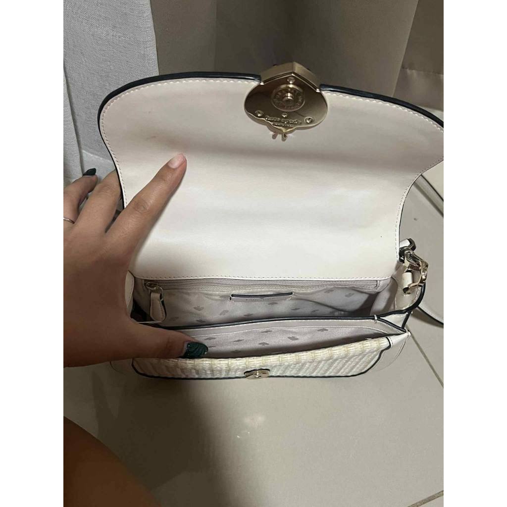 ORIG Preloved KS Puffy Top Handle Ladybug Crossbody White Bag