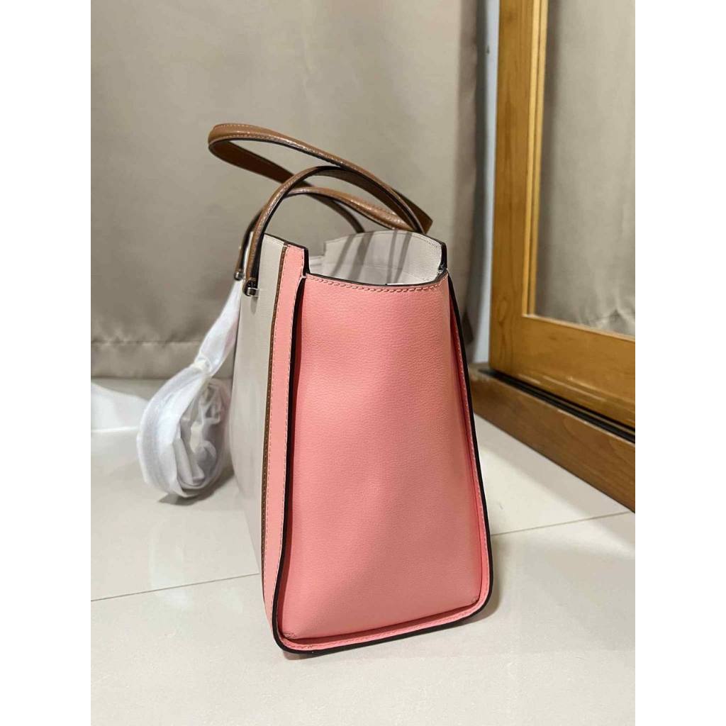 ORIG Preloved KS Patterson Drive Geraldine Warm Beige Pink Large Tote Satchel Bag