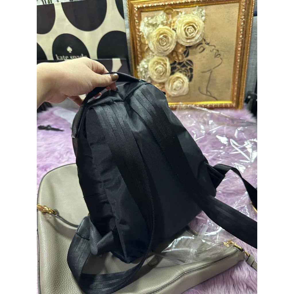 ORIG Preloved MJ Black Nylon Varsity Small Black Backpack Bag