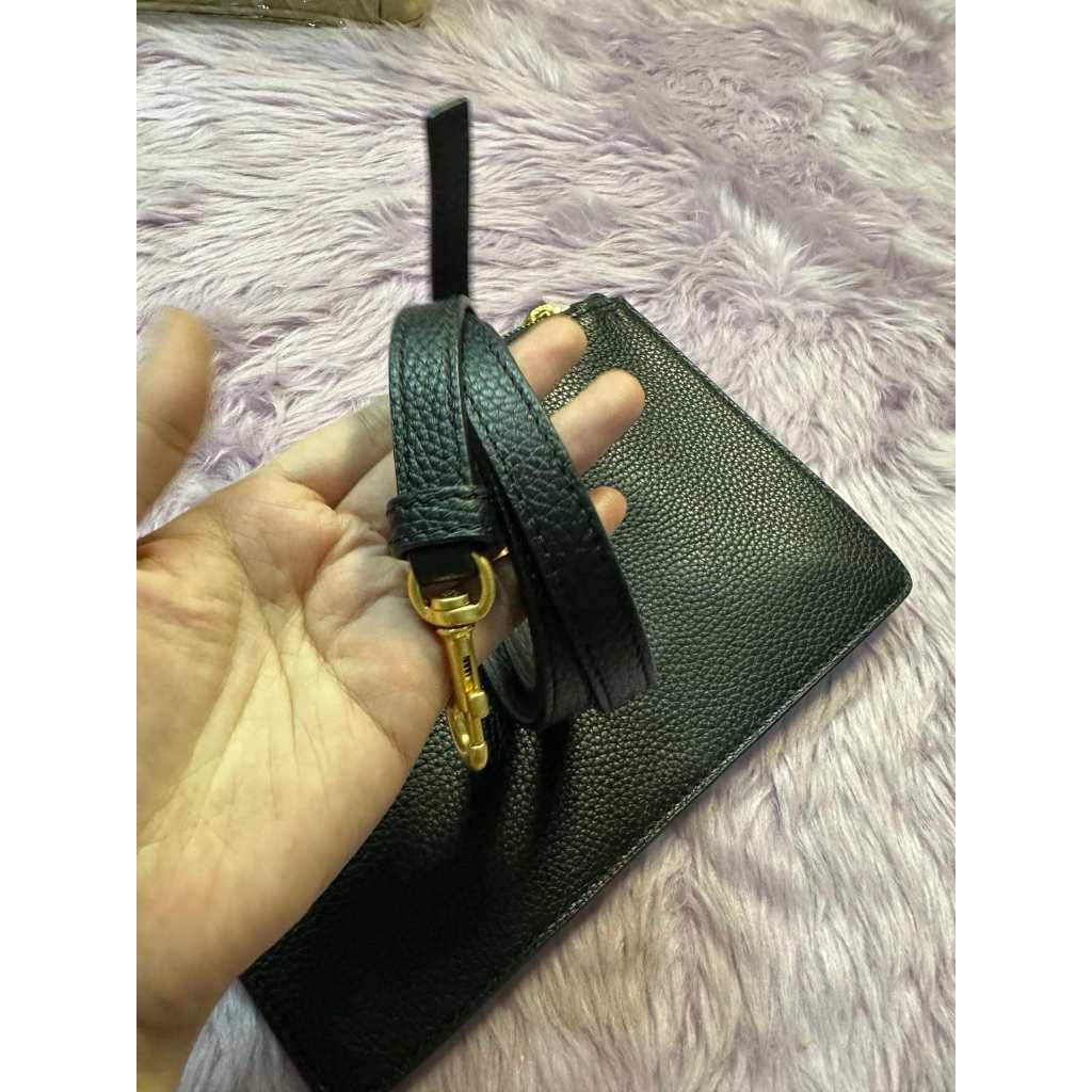ORIG Preloved TB Double Zip Slim Crossbody Leather Bag BLACK