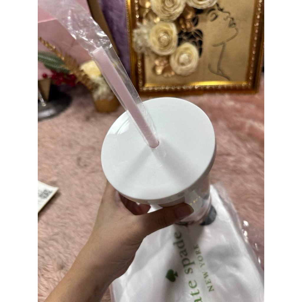 ORIG & IMPORTED KS Insulated Plastic Tumbler with Reusable Straw for Bridesmaids, 20 Ounces, Blushin