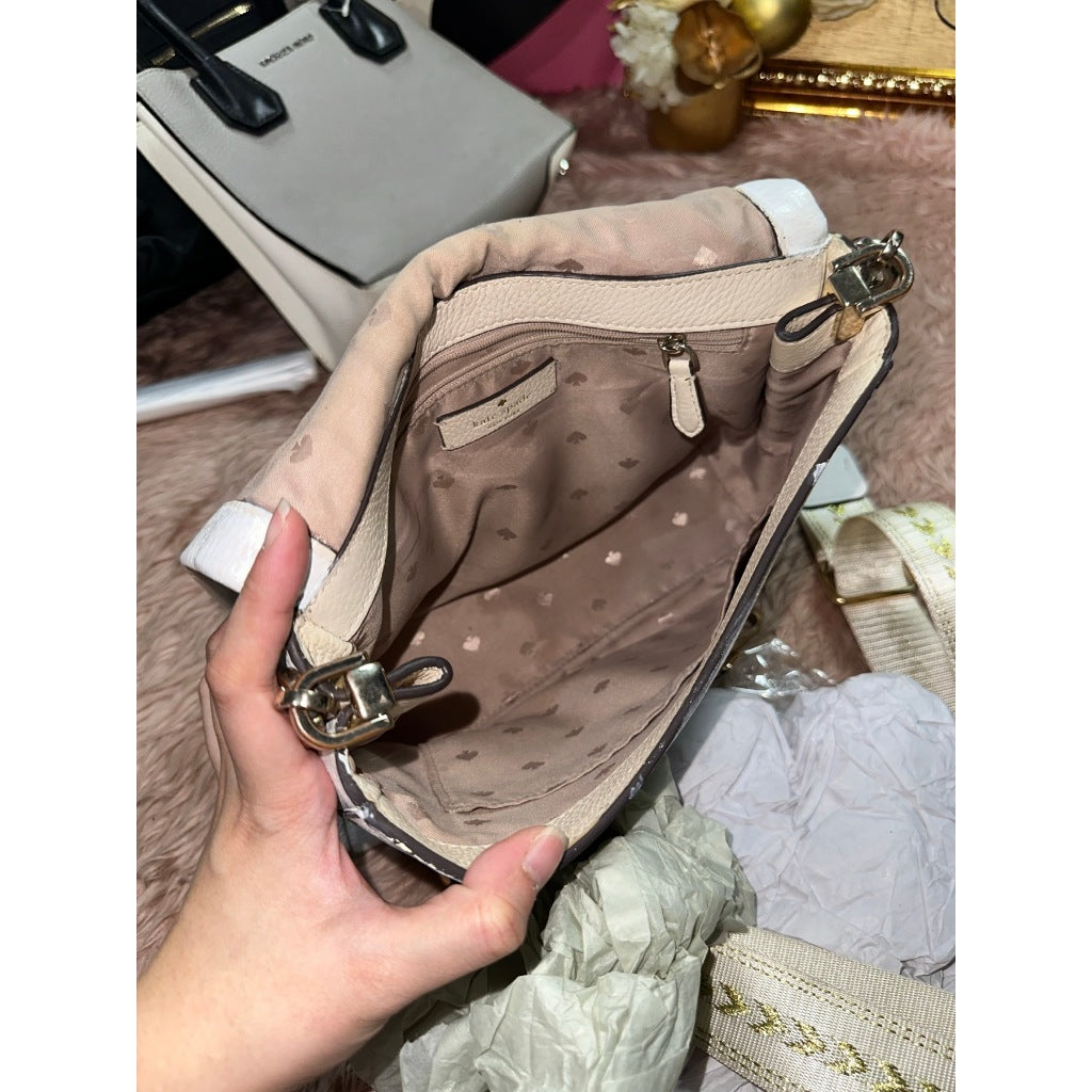 ORIG Preloved REPAIRED KS Leila Medium Flap Shoulder Bag White