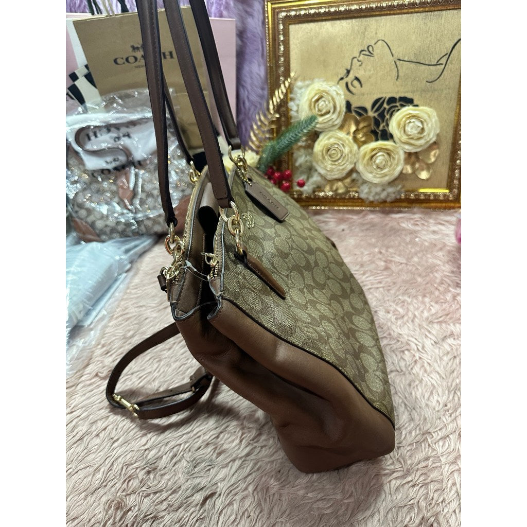ORIG Preloved CCH CHRISTIE CARRYALL KHAKI LARGE TOTE SATCHEL BROWN BAG