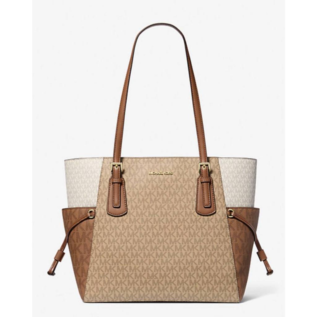 ORIG & IMPORTED MK Voyager Large Signature Logo Tote Bag Camel Brown