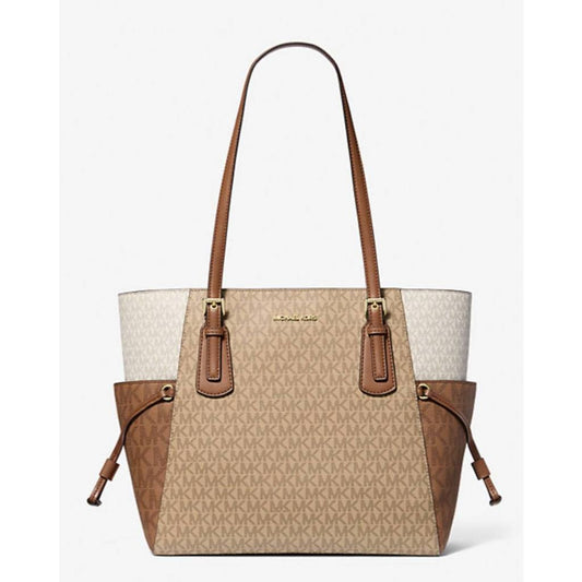 ORIG & IMPORTED MK Voyager Large Signature Logo Tote Bag Camel Brown