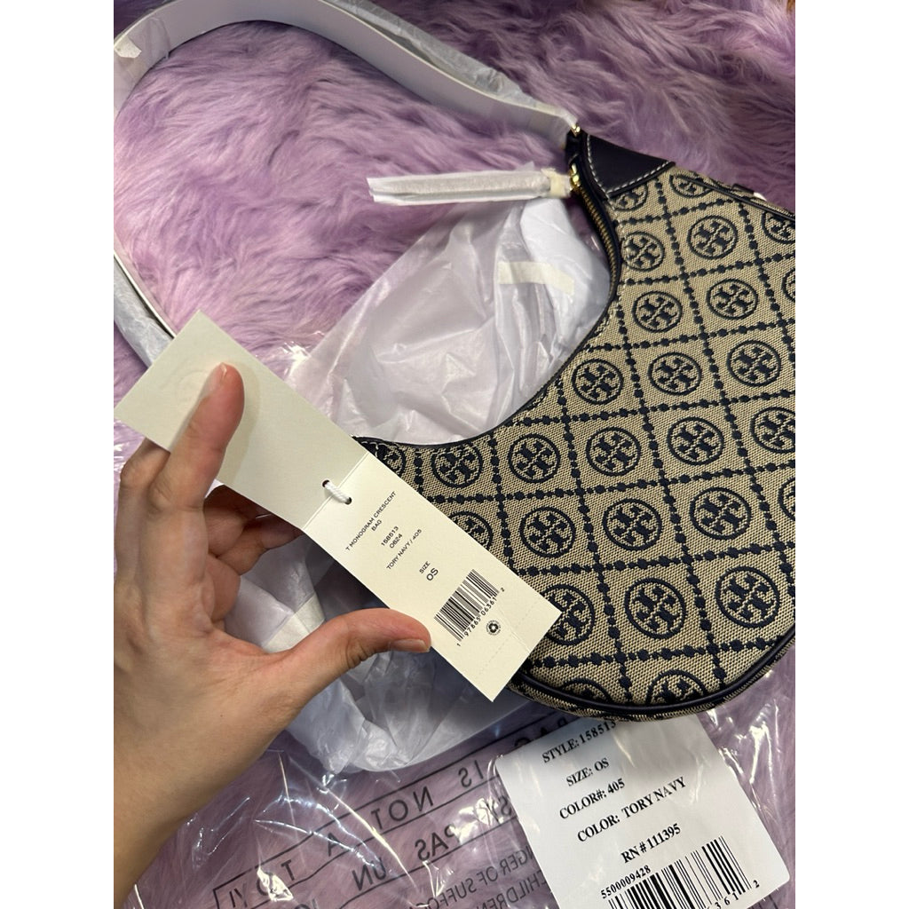 ORIG & IMPORTED TB T Monogram Crescent shoulder bag Blue
