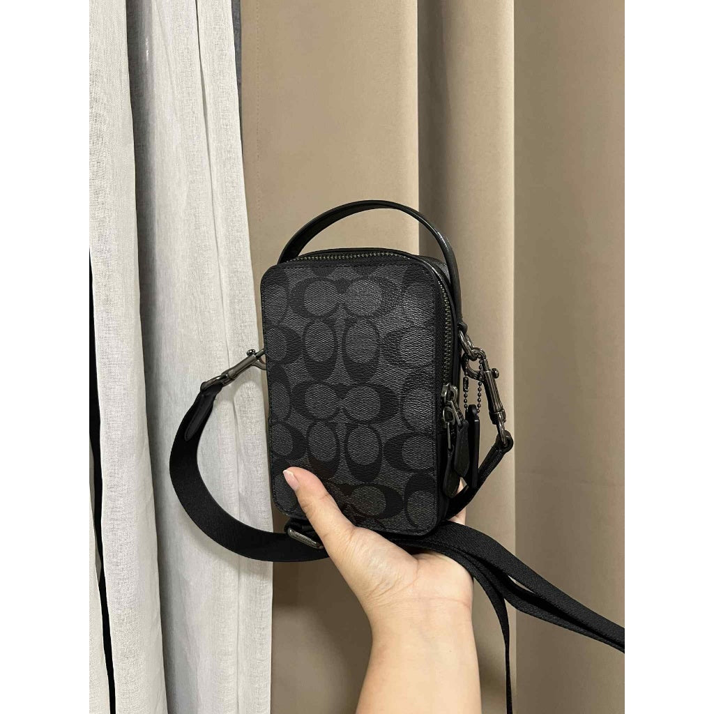 ORIG Preloved CCH Top Handle Crossbody In Signature Canvas Men Black Small Bag