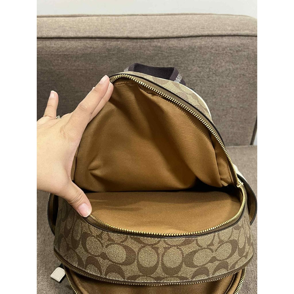 ORIG Preloved CCH Medium Court Backpack In Signature Canvas Khaki/White Bag