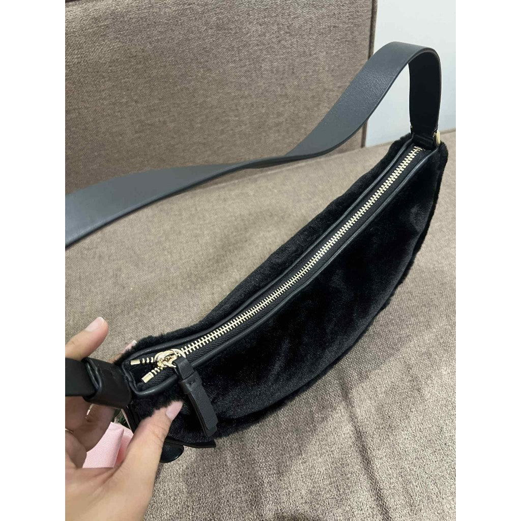 ORIG Preloved KS Smile Faux-fur Small Shoulder Bag Black