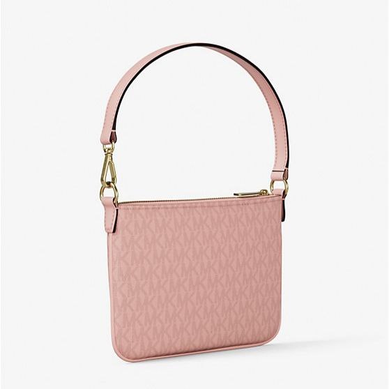 AUTHENTIC/ORIGINAL MK Jet Set Small Signature Logo Large Wristlet Small Shoulder Pink bag