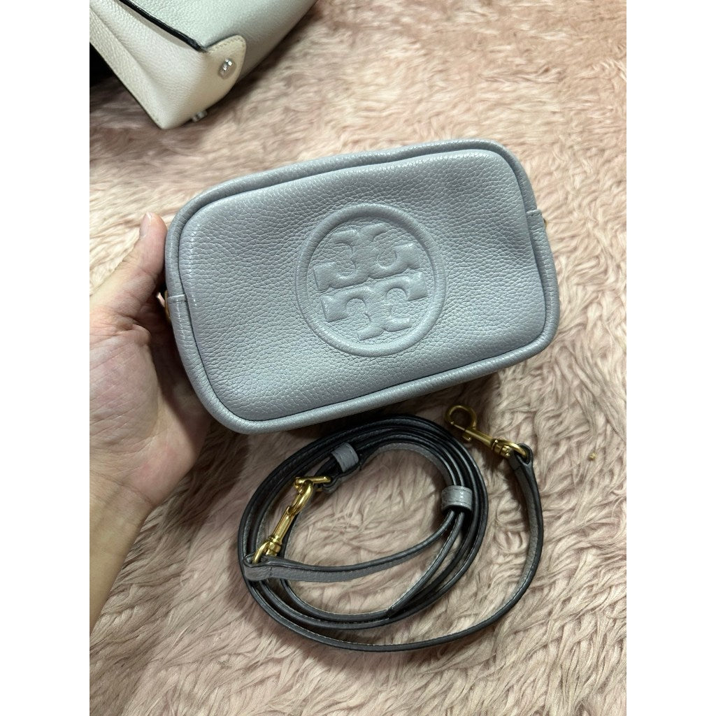 ORIG Preloved Tory Burch Perry Bombe Mini Bag Gray