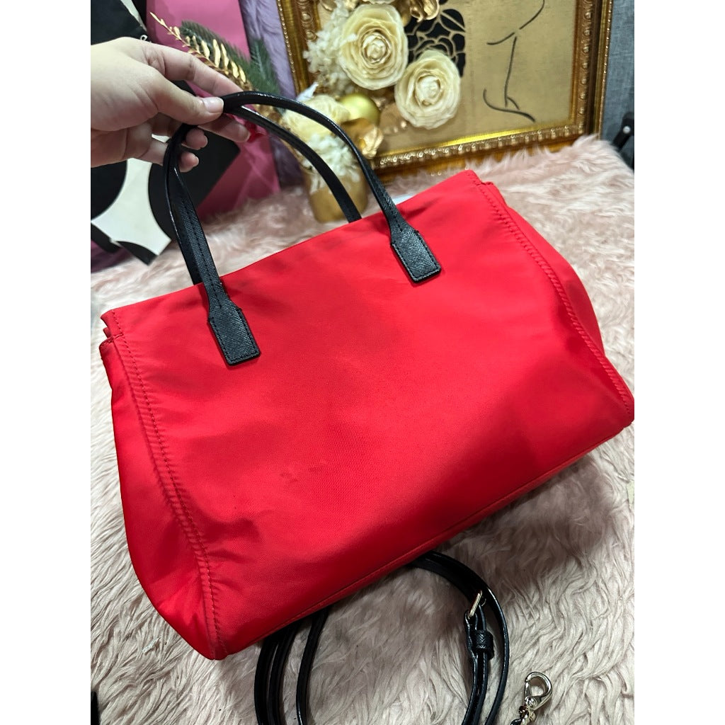 ORIG Preloved KS blake avenue small nylon tote bag red