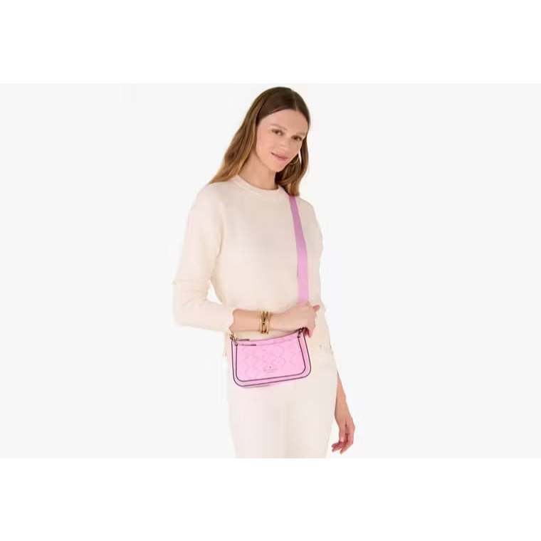 AUTHENTIC/ORIGINAL KS Spade Flower Small Dual Crossbody Bag Pink