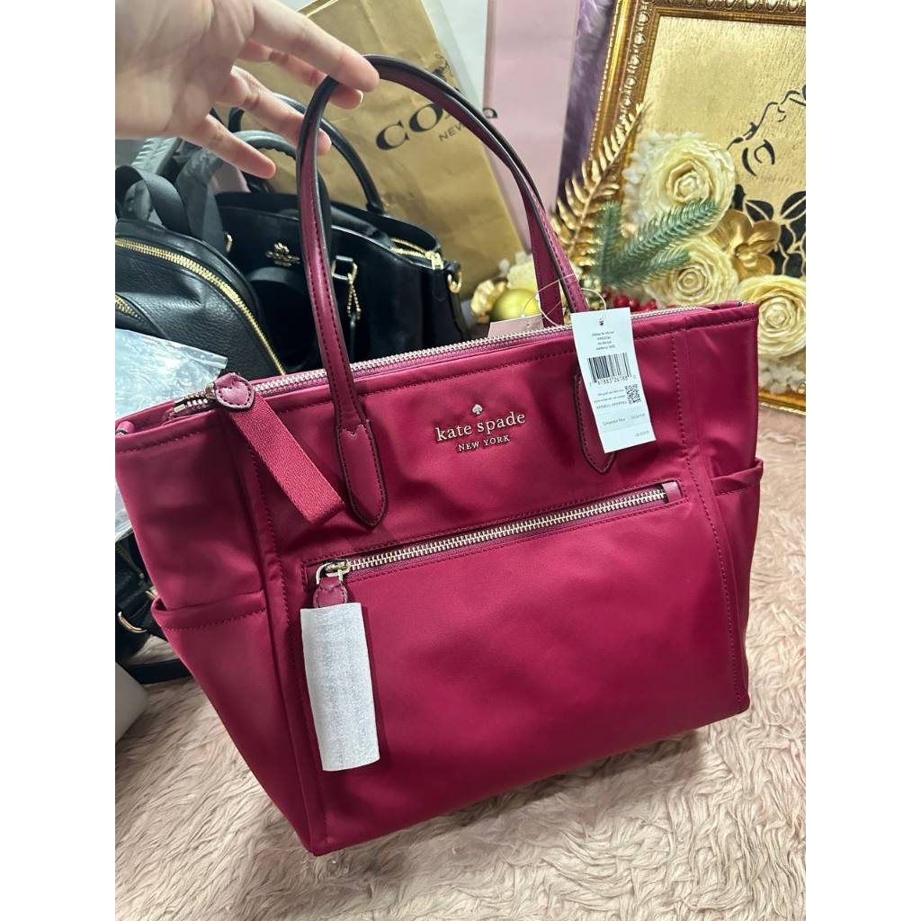 ORIG & IMPORTED KS Chelsea Medium Satchel Nylon Bag in Blackberry Maroon