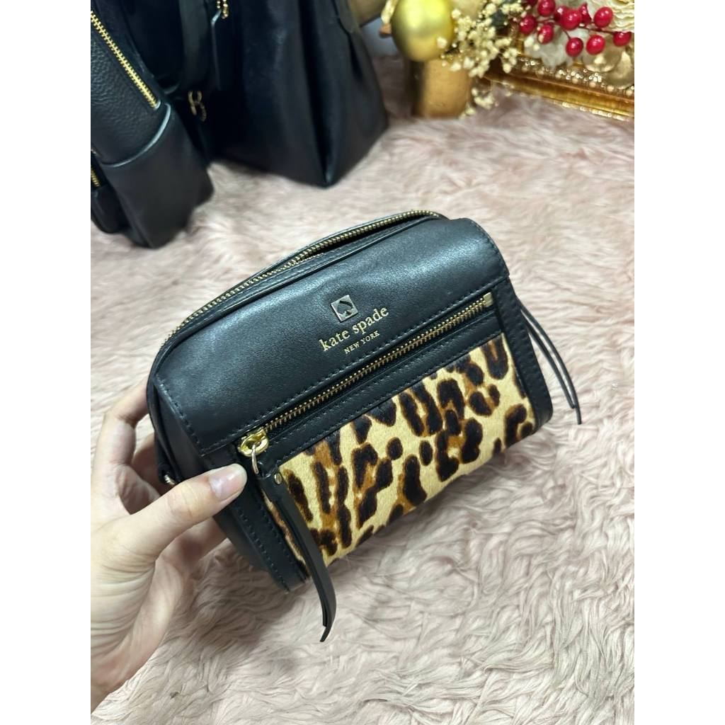 ORIG Preloved KS Mini Duffle Leopard Small Black Bag