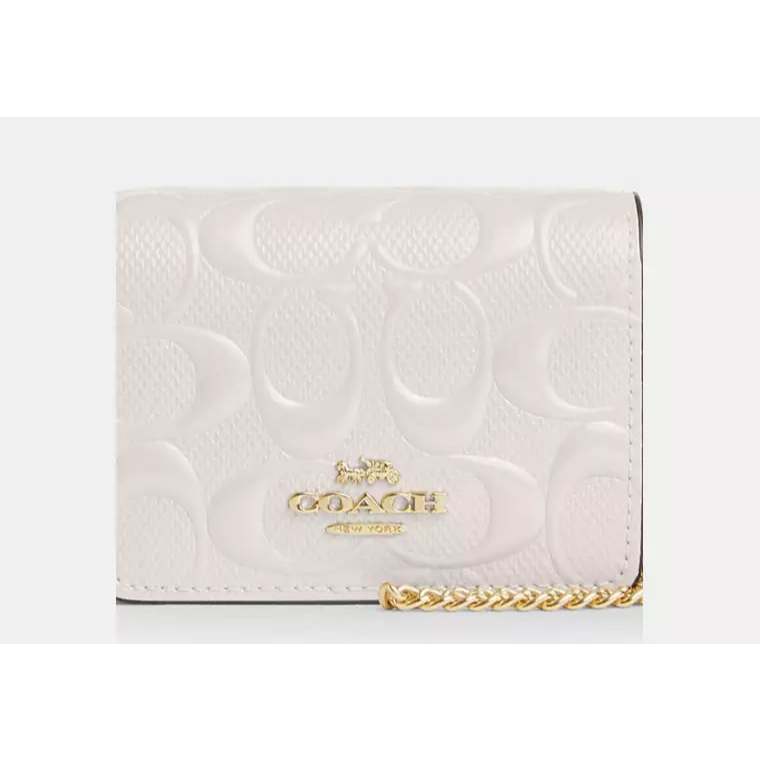 AUTHENTIC/ORIGINAL CCH Mini Wallet On A Chain In Signature Leather White Micro Bag