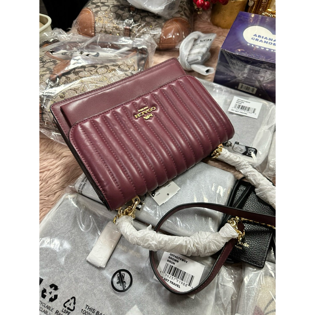 ORIG & IMPORTED RARE CCH Klare Crossbody Quilted Bag Mauve Red Maroon