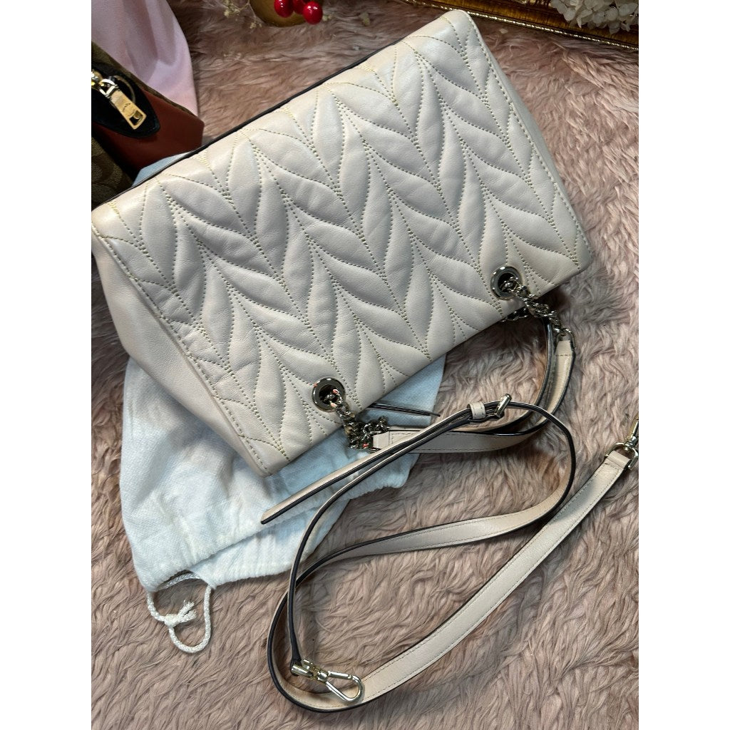 ORIG Preloved KS Meena Briar Lane Quilted Tote Light Pink Ivory Bag
