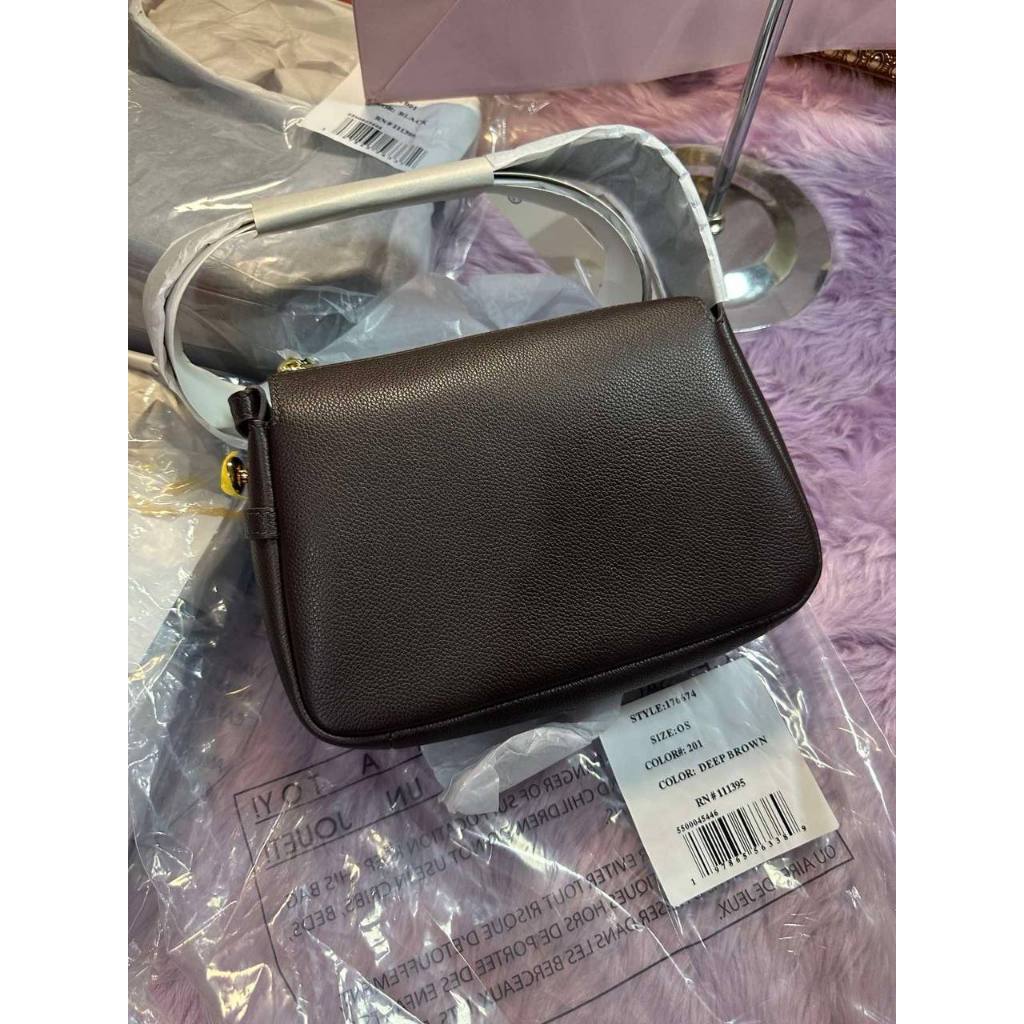 ORIG & IMPORTED TBurch Small Romy Leather Shoulder Bag Deep Brown