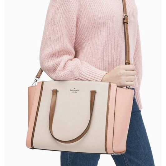 ORIG Preloved KS Patterson Drive Geraldine Warm Beige Pink Large Tote Satchel Bag
