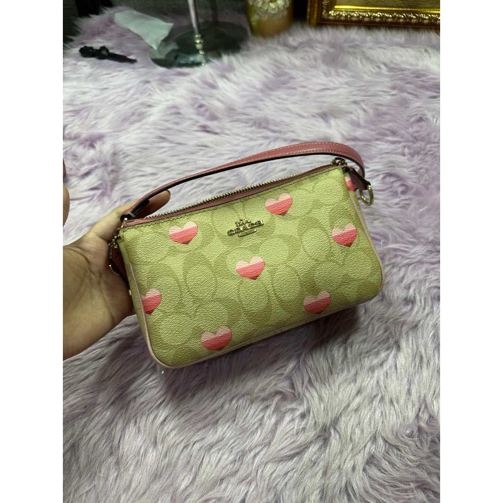 ORIG Preloved CCH Nolita 19 In Signature Canvas With Stripe Heart Print Small Bag