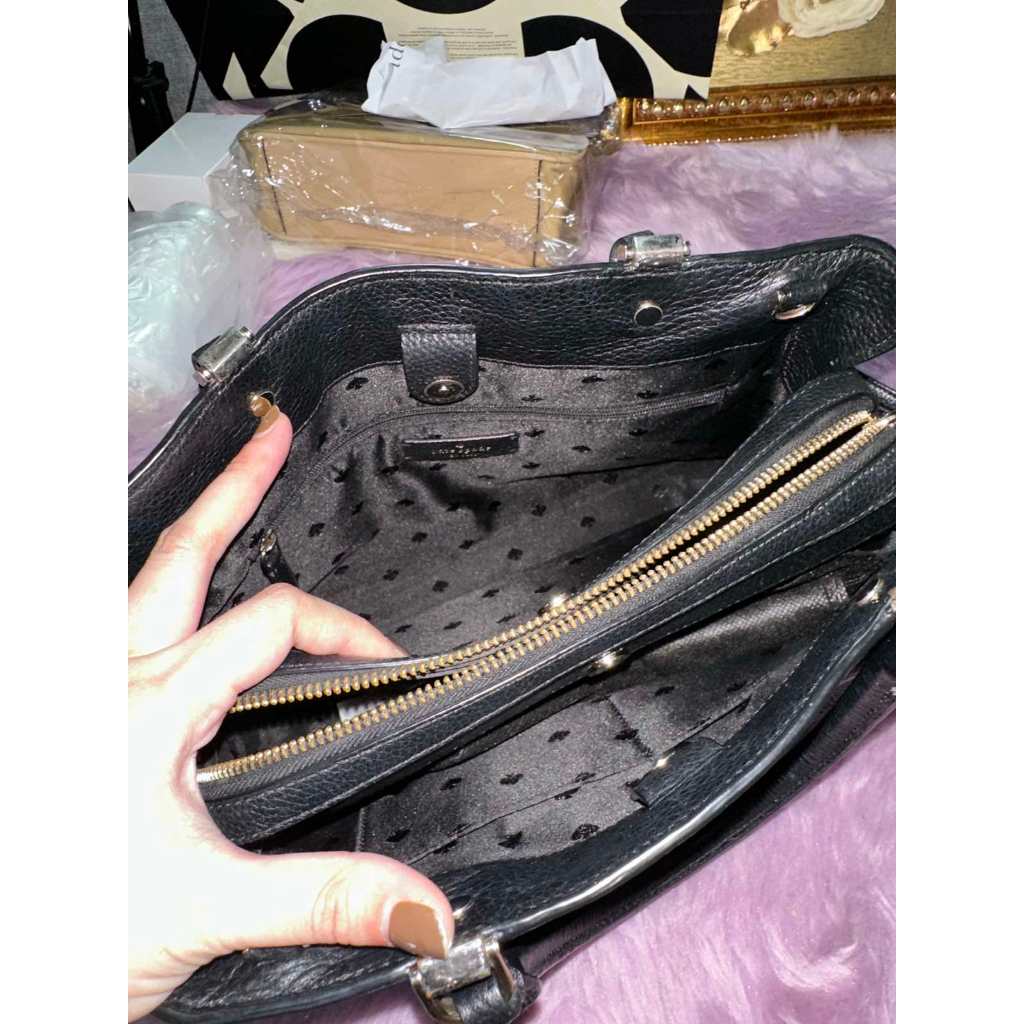 ORIG Preloved KS Leila Triple Compartment Satchel Crossbody Bag Black