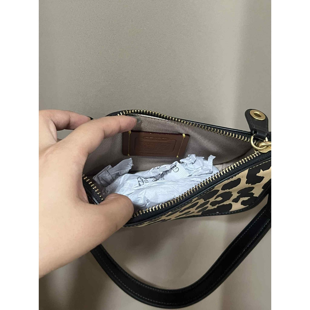 ORIG & IMPORTED CCH Retail Leopard Printed Mini Leather Bag Swinger 20 Black/Beige