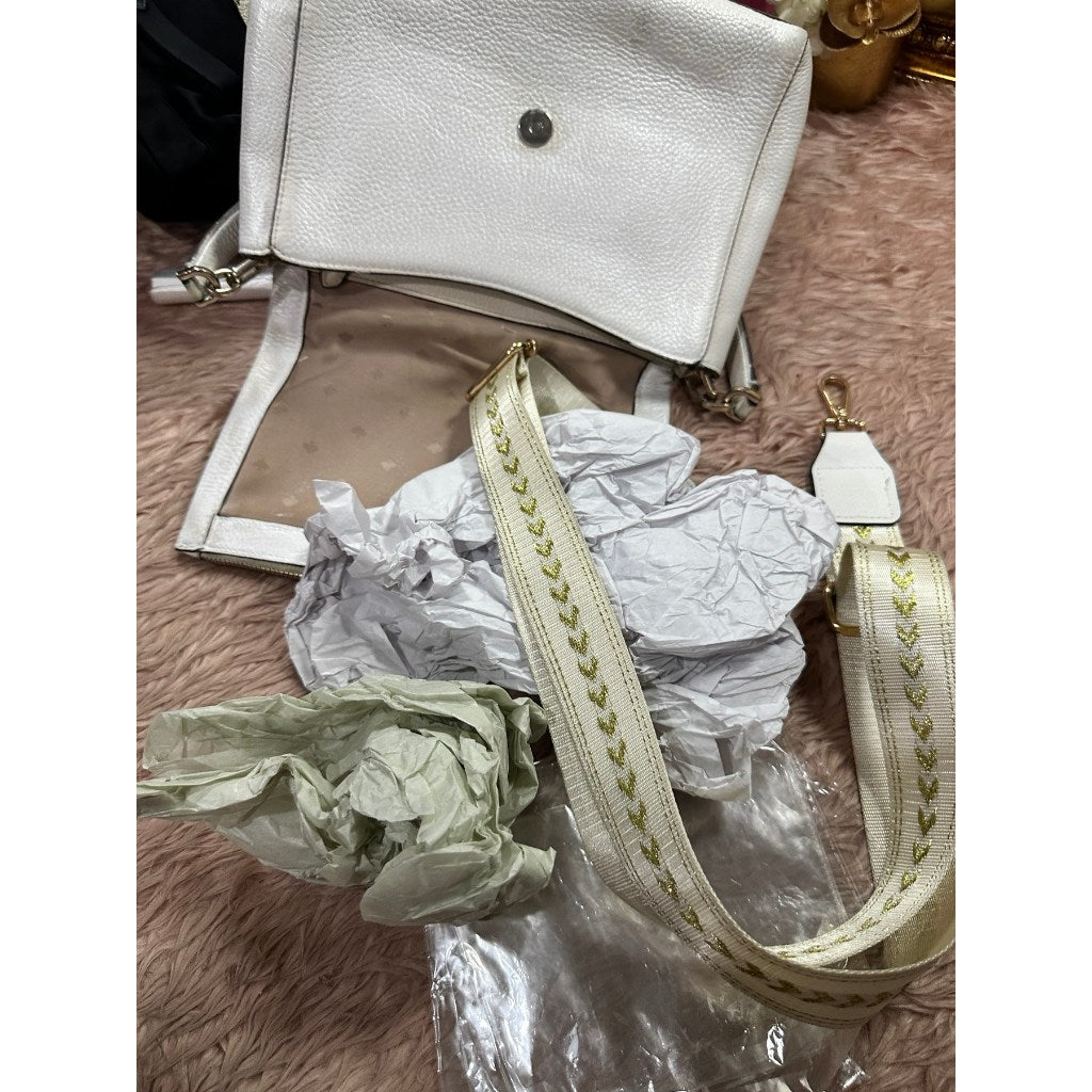 ORIG Preloved REPAIRED KS Leila Medium Flap Shoulder Bag White