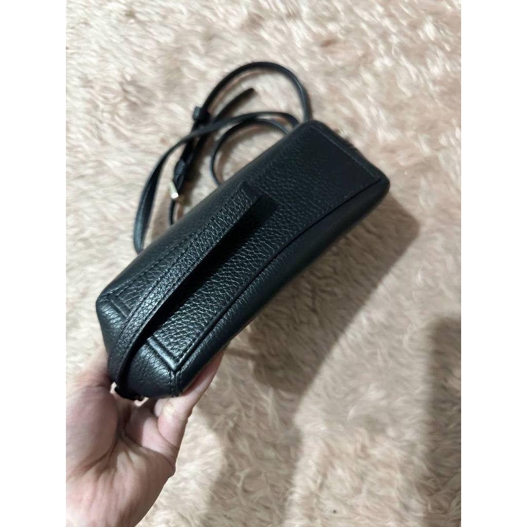 ORIG Preloved KS Dumpling Pebble Leather Convertible Mini Bag Wristlet Black