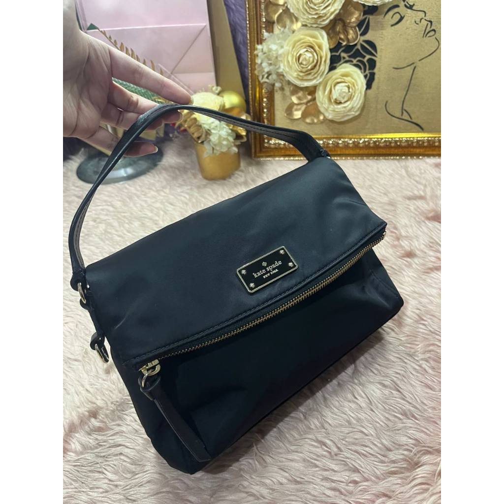 ORIG Preloved KS Blake Avenue Miri Nylon Flap Small Black Bag