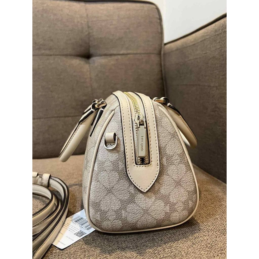 ORIG Preloved KS Flower Medium Dolly Duffle Crossbody Beige Bag