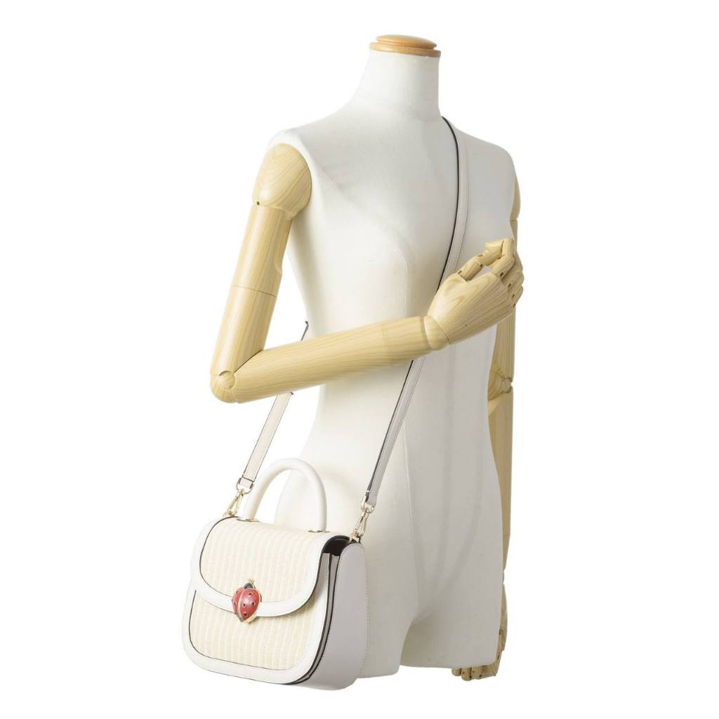 ORIG Preloved KS Puffy Top Handle Ladybug Crossbody White Bag