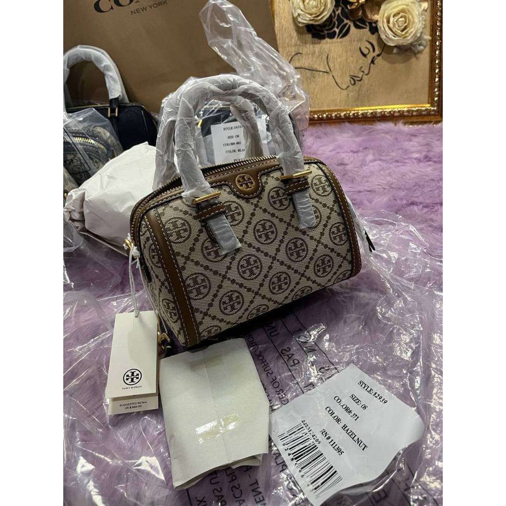 ORIG & IMPORTED TB T Monogram Mini Barrel Bag Hazelnut Brown