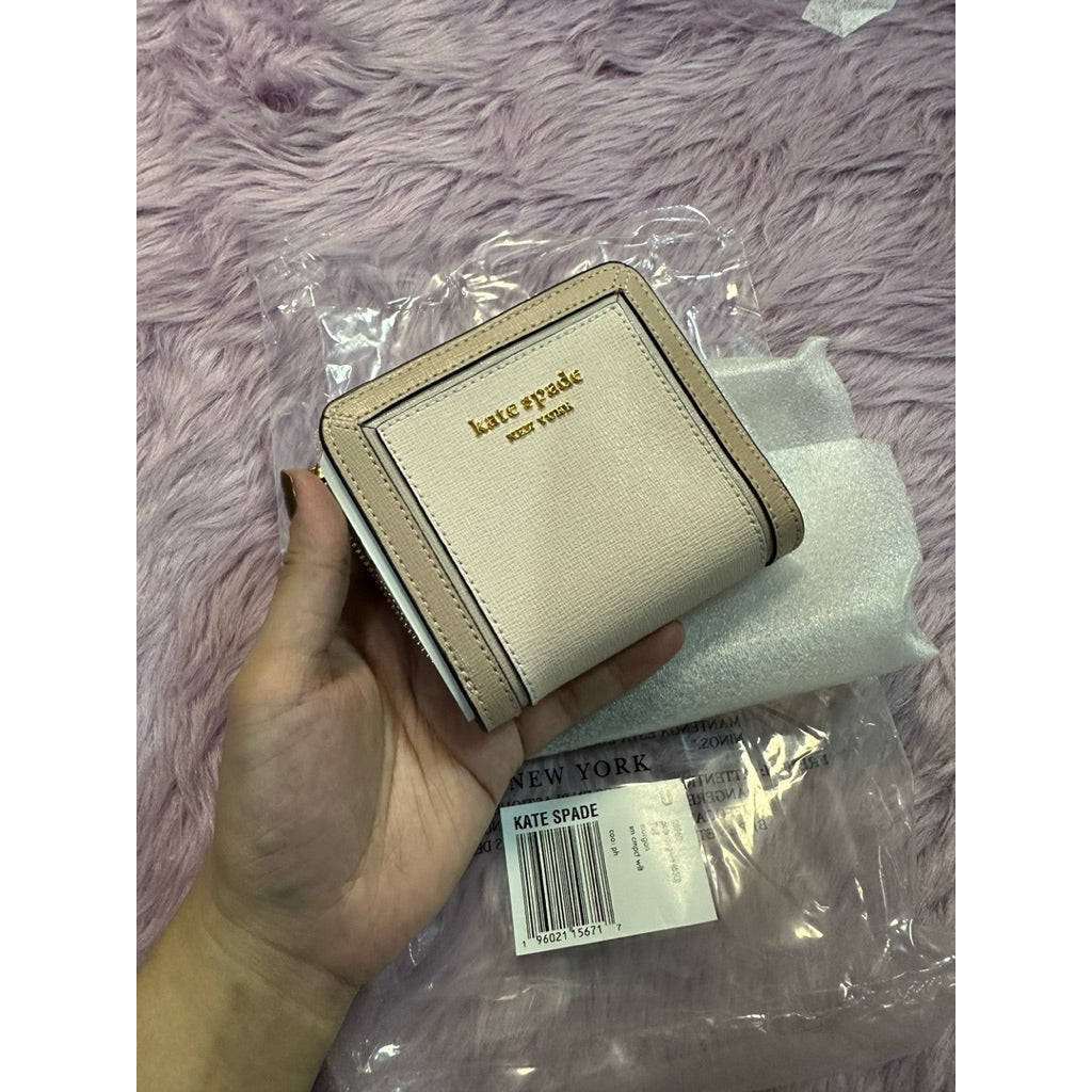 ORIG & IMPORTED KS Morgan Colorblocked Small Compact Wallet Beige