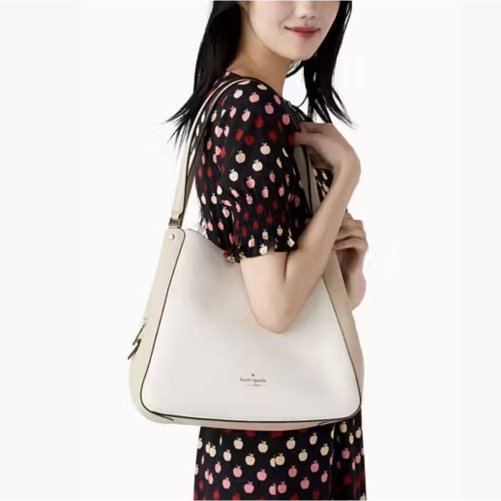 ORIG Preloved KS Leila Medium Triple Compartment Shoulder Bag Beige Brown